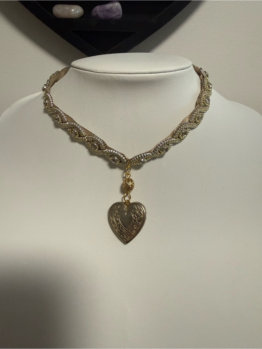 Heart Locket Choker Necklace